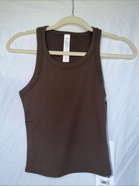 ALO Yoga Ribbed Tank Top in Chocolate Brown